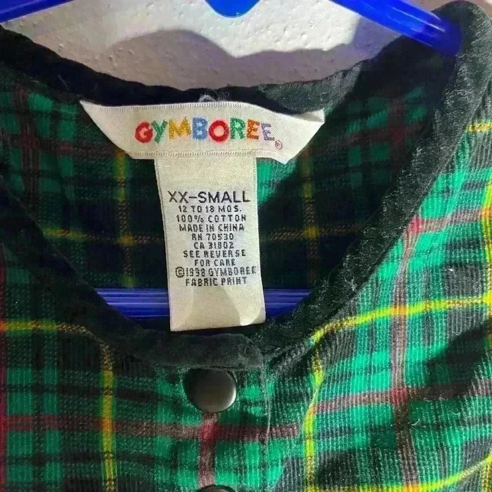 Gymboree Vintage 12-18 months 1998 Holiday Garland Green Plaid Christmas Dress - Picture 2 of 5